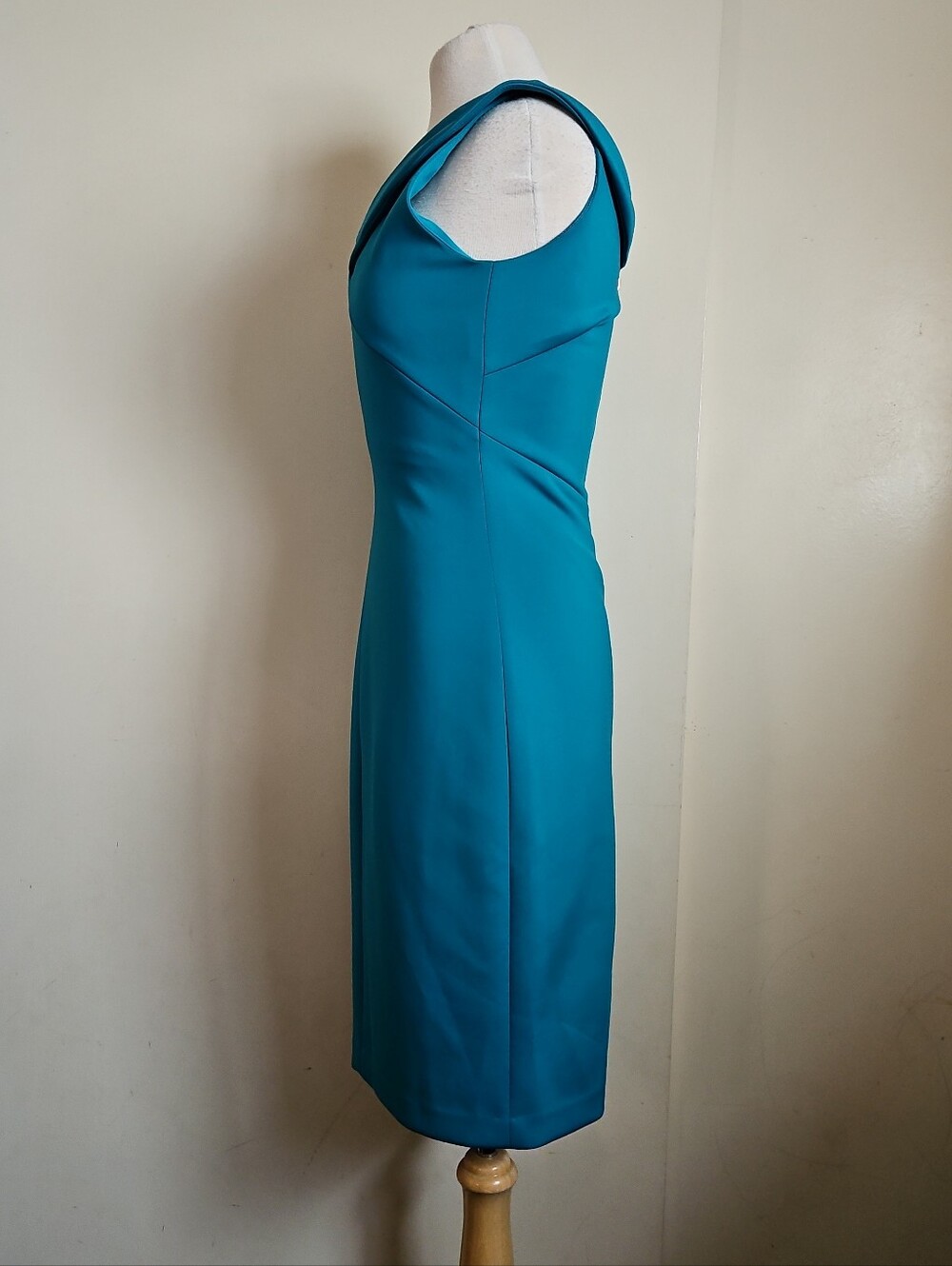 Calvin Klein Teal Sheath Sleeveless Dress With V-Neck Full Zipper Size 4 - Picture 9 of 16